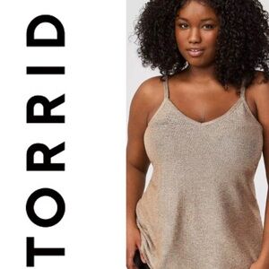 NWT TORRID NEW Shine Deep V Tank Champagne Sparkle Holiday Party Size 0/L